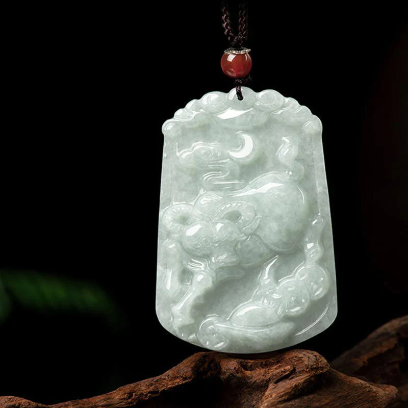 Collana con ciondolo amuleto dell'abbondanza dello zodiaco cinese Buddha Stones in giada naturale 12 - Image 12