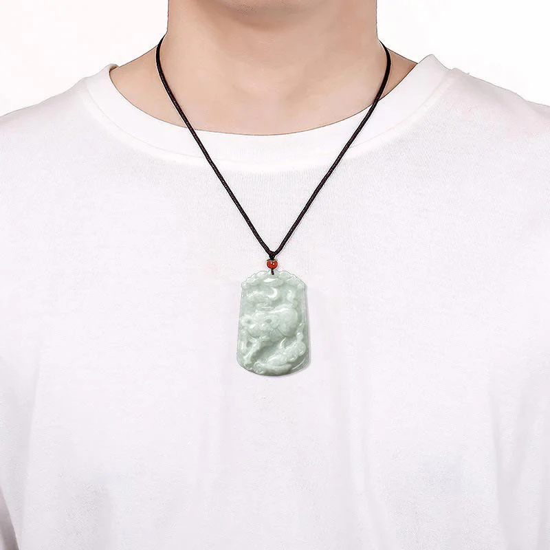 Collana con ciondolo amuleto dell'abbondanza dello zodiaco cinese Buddha Stones in giada naturale 12 - Image 14