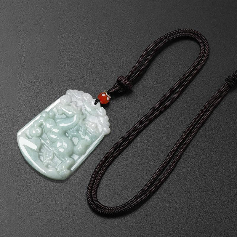Collana con ciondolo amuleto dell'abbondanza dello zodiaco cinese Buddha Stones in giada naturale 12 - Image 20