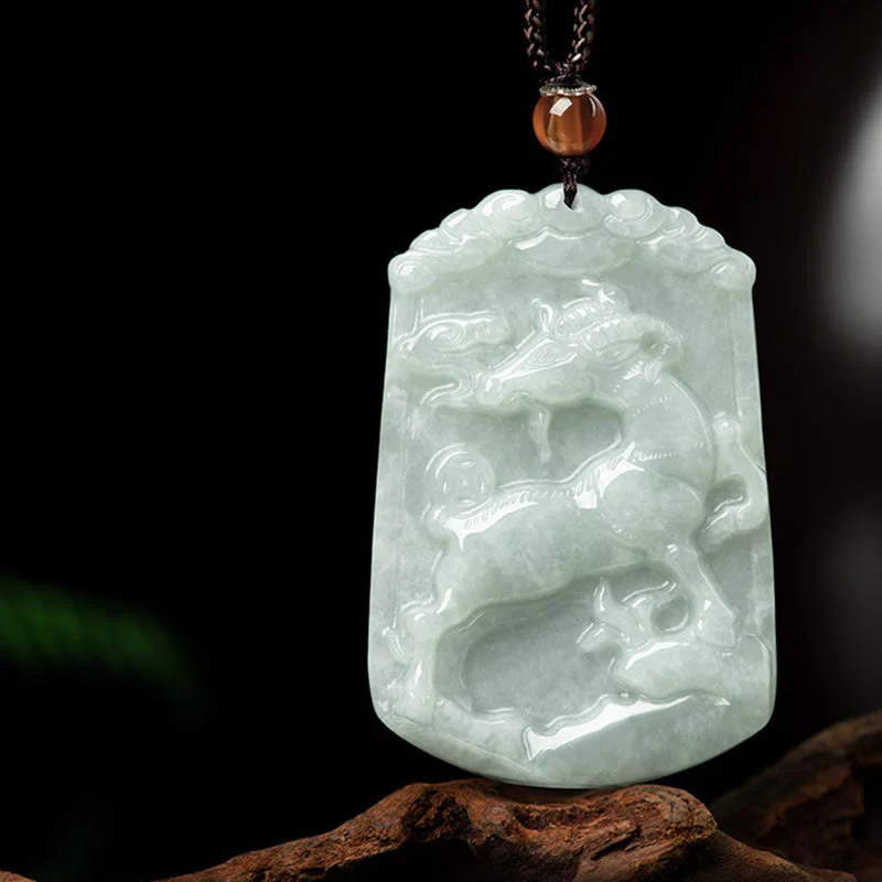 Collana con ciondolo amuleto dell'abbondanza dello zodiaco cinese Buddha Stones in giada naturale 12 - Image 21