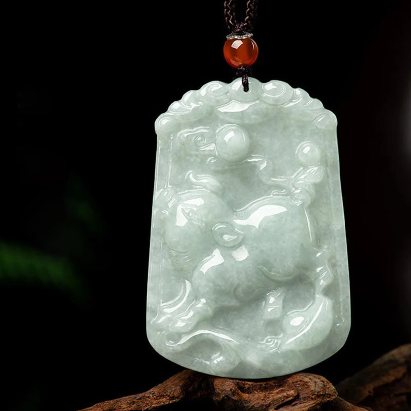 Collana con ciondolo amuleto dell'abbondanza dello zodiaco cinese Buddha Stones in giada naturale 12 - Image 25