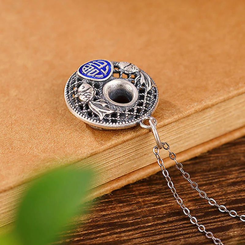 Collana con ciondolo Buddha Stones 999 Sterling Silver Koi Fish Fu Character Lotus Peace Buckle Wealth - Image 4