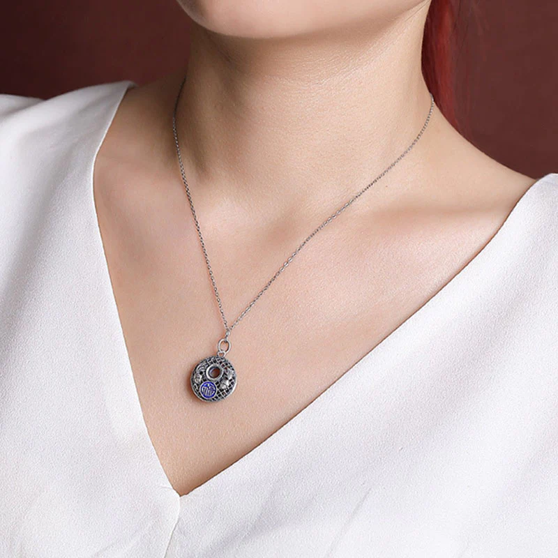 Collana con ciondolo Buddha Stones 999 Sterling Silver Koi Fish Fu Character Lotus Peace Buckle Wealth - Image 5