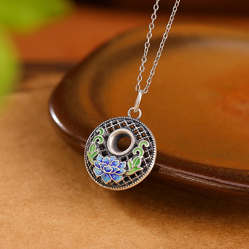 Collana con ciondolo Buddha Stones 999 Sterling Silver Koi Fish Fu Character Lotus Peace Buckle Wealth - Image 7