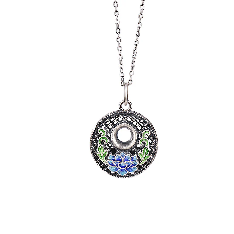 Collana con ciondolo Buddha Stones 999 Sterling Silver Koi Fish Fu Character Lotus Peace Buckle Wealth - Image 9