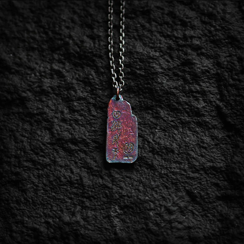 Collana con ciondolo Buddha Stones in argento sterling 999 e oro 24k, onde e sole, equilibrio - Image 7