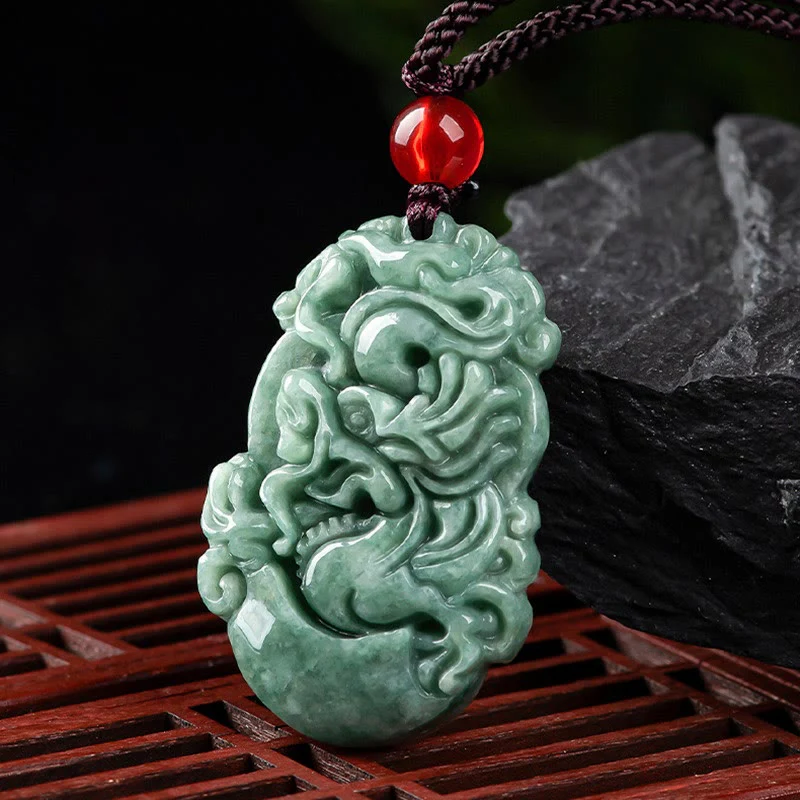 Collana con ciondolo Buddha Stones Natural Jade 12 Zodiaco Cinese Prosperità