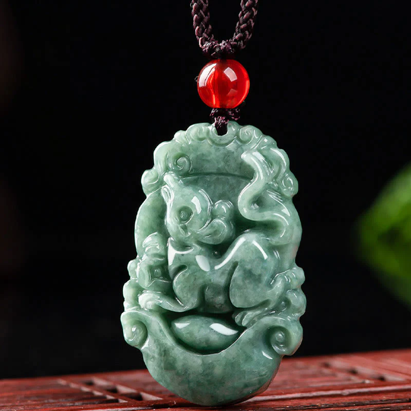 Collana con ciondolo Buddha Stones Natural Jade 12 Zodiaco Cinese Prosperità - Image 11