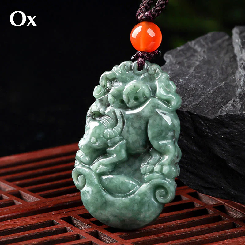 Collana con ciondolo Buddha Stones Natural Jade 12 Zodiaco Cinese Prosperità - Image 16