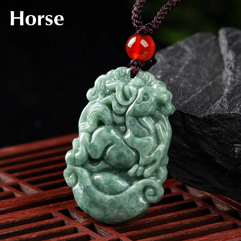 Collana con ciondolo Buddha Stones Natural Jade 12 Zodiaco Cinese Prosperità - Image 20