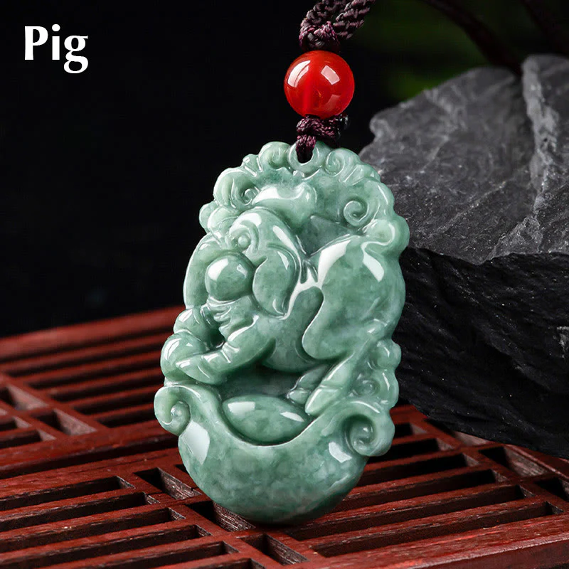 Collana con ciondolo Buddha Stones Natural Jade 12 Zodiaco Cinese Prosperità - Image 25