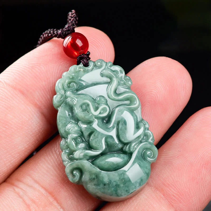 Collana con ciondolo Buddha Stones Natural Jade 12 Zodiaco Cinese Prosperità - Image 8