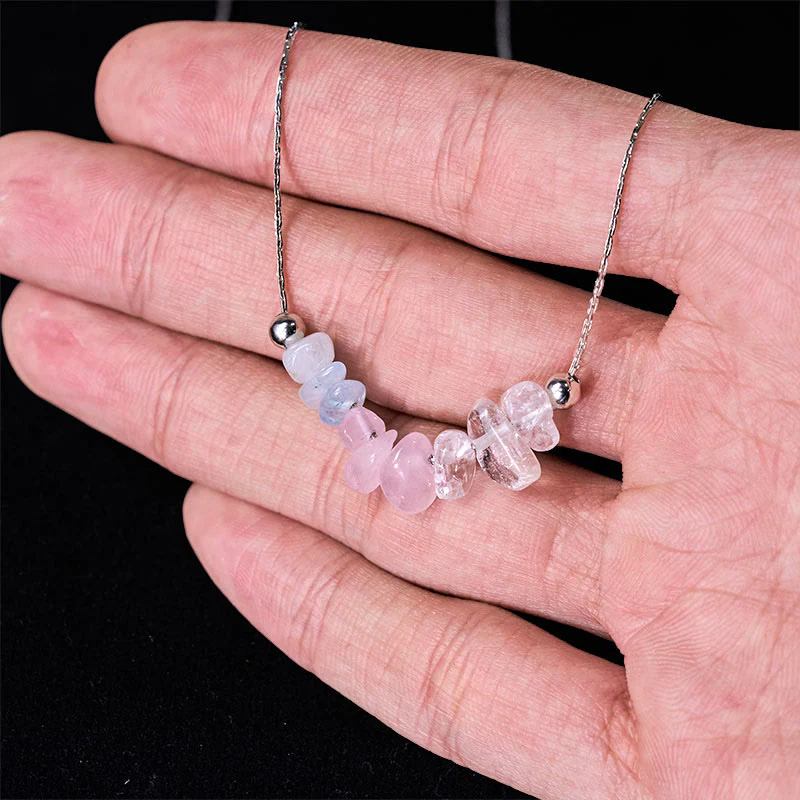 Collana con ciondolo Buddha Stones, ossidiana nera, quarzo fumé, granato, acquamarina, quarzo fragola, cristallo rosa, forza - Image 13