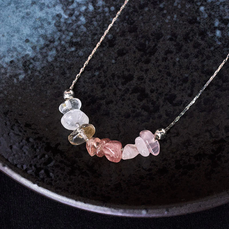 Collana con ciondolo Buddha Stones, ossidiana nera, quarzo fumé, granato, acquamarina, quarzo fragola, cristallo rosa, forza - Image 22
