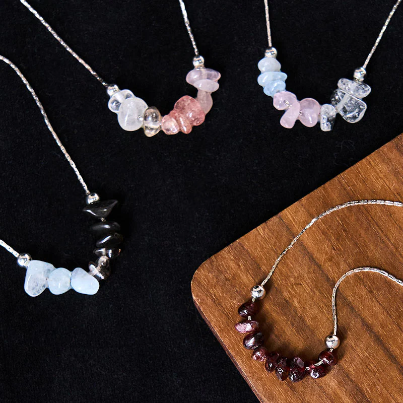 Collana con ciondolo Buddha Stones, ossidiana nera, quarzo fumé, granato, acquamarina, quarzo fragola, cristallo rosa, forza - Image 27
