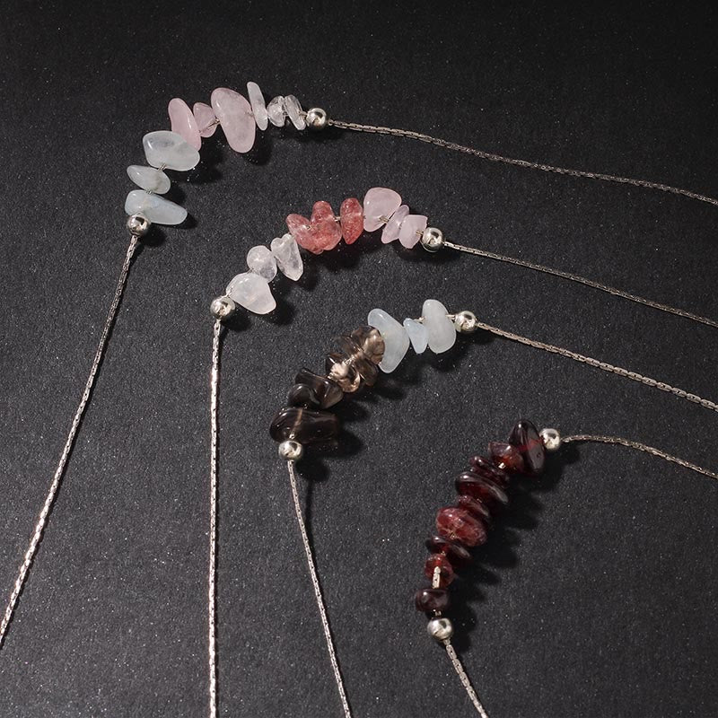 Collana con ciondolo Buddha Stones, ossidiana nera, quarzo fumé, granato, acquamarina, quarzo fragola, cristallo rosa, forza - Image 28