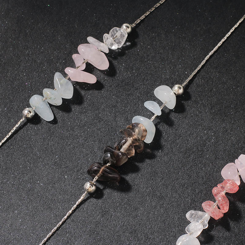 Collana con ciondolo Buddha Stones, ossidiana nera, quarzo fumé, granato, acquamarina, quarzo fragola, cristallo rosa, forza - Image 29