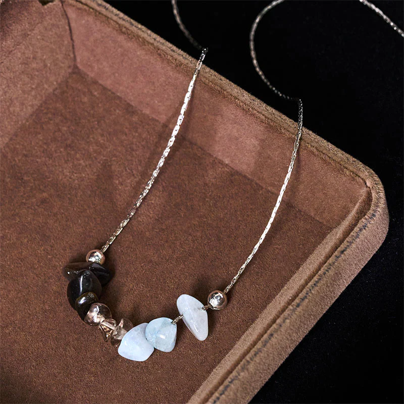 Collana con ciondolo Buddha Stones, ossidiana nera, quarzo fumé, granato, acquamarina, quarzo fragola, cristallo rosa, forza - Image 3