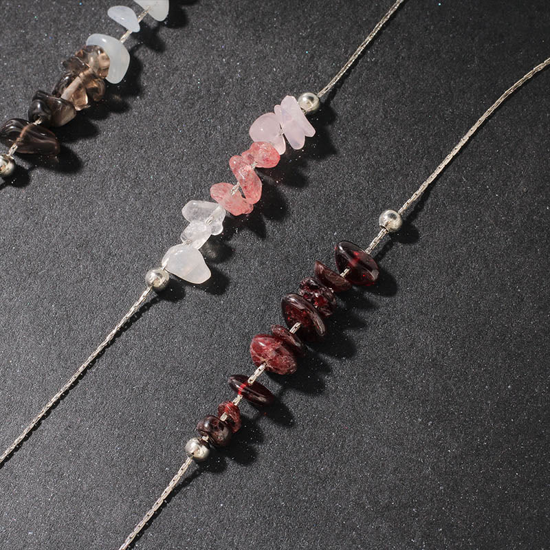 Collana con ciondolo Buddha Stones, ossidiana nera, quarzo fumé, granato, acquamarina, quarzo fragola, cristallo rosa, forza - Image 30