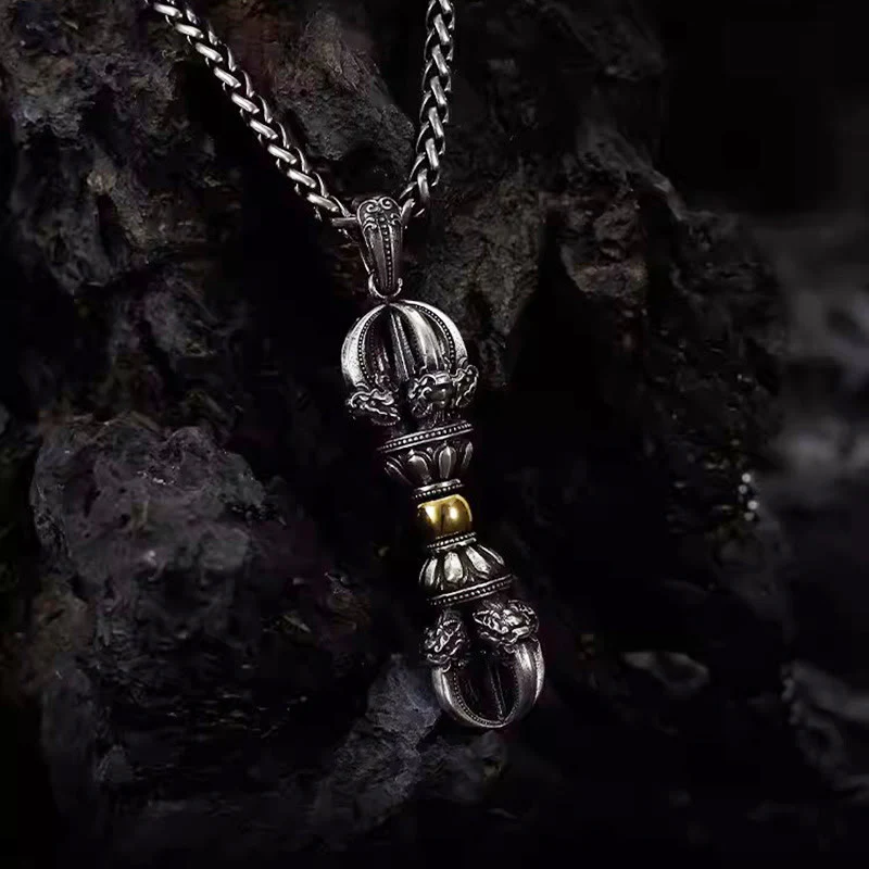 Collana con ciondolo Buddha Stones Tibetan Dorje Vajra Design Wealth - Image 3