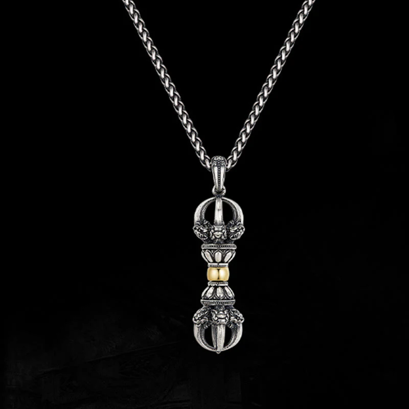 Collana con ciondolo Buddha Stones Tibetan Dorje Vajra Design Wealth - Image 4