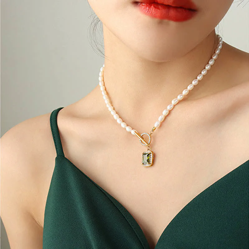 Collana con ciondolo con ciondolo di perle e zirconi della ricchezza - Image 13