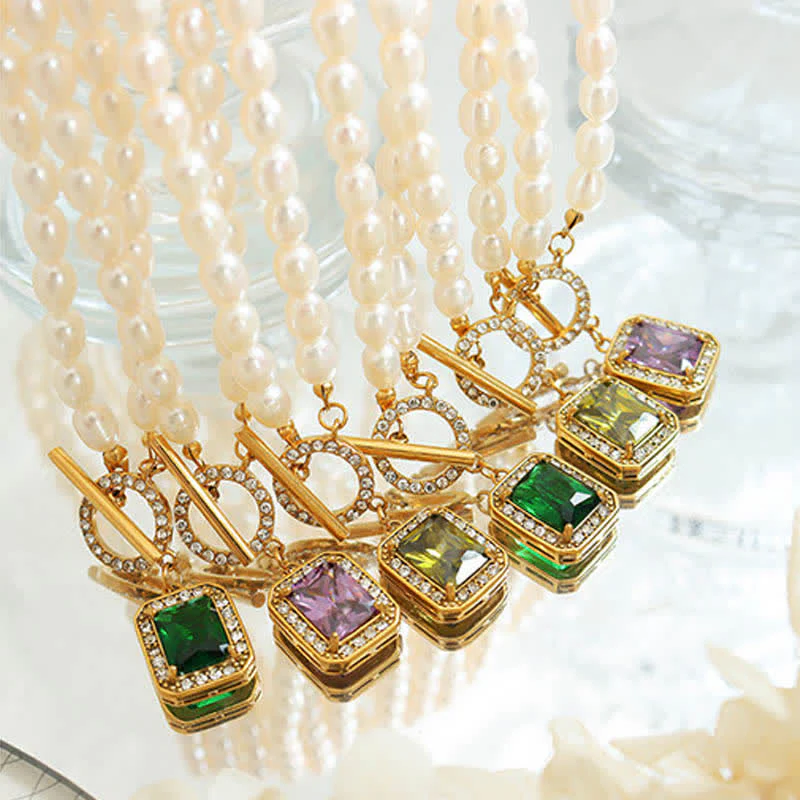 Collana con ciondolo con ciondolo di perle e zirconi della ricchezza - Image 3