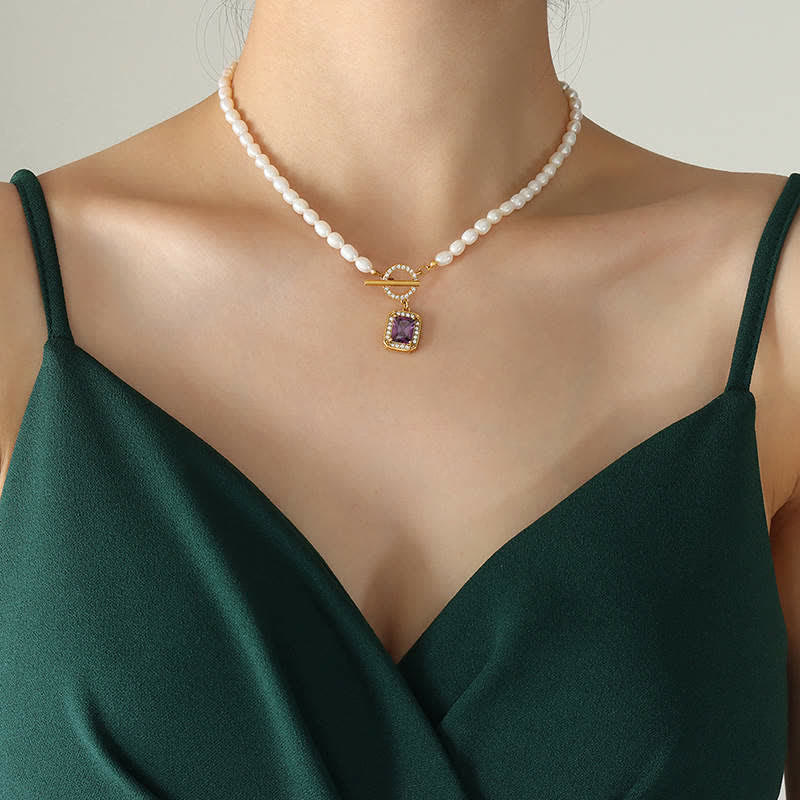 Collana con ciondolo con ciondolo di perle e zirconi della ricchezza - Image 5