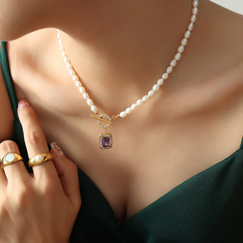 Collana con ciondolo con ciondolo di perle e zirconi della ricchezza - Image 6