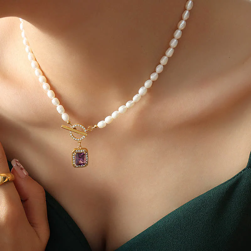 Collana con ciondolo con ciondolo di perle e zirconi della ricchezza - Image 7
