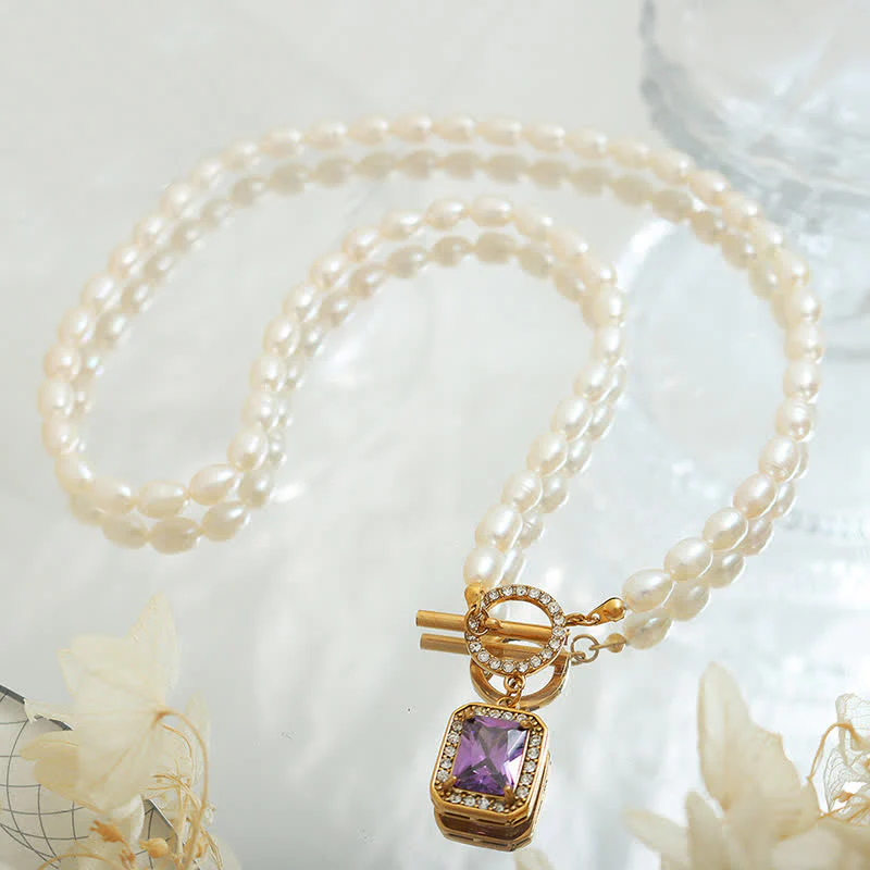 Collana con ciondolo con ciondolo di perle e zirconi della ricchezza - Image 8