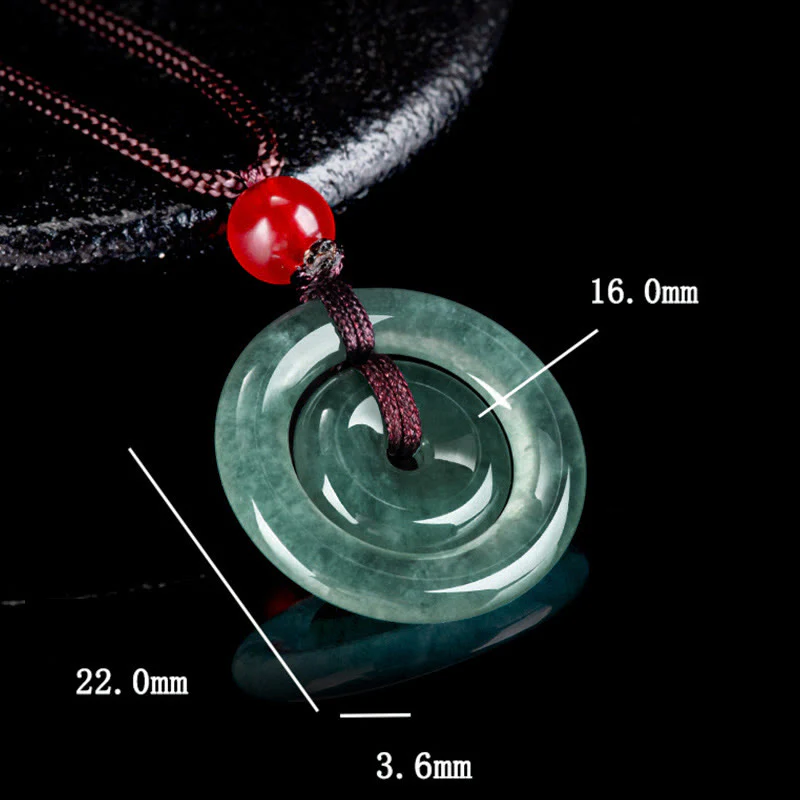 Collana con ciondolo con fibbia della pace doppia in giada verde Buddha Stones Abbondanza - Image 11