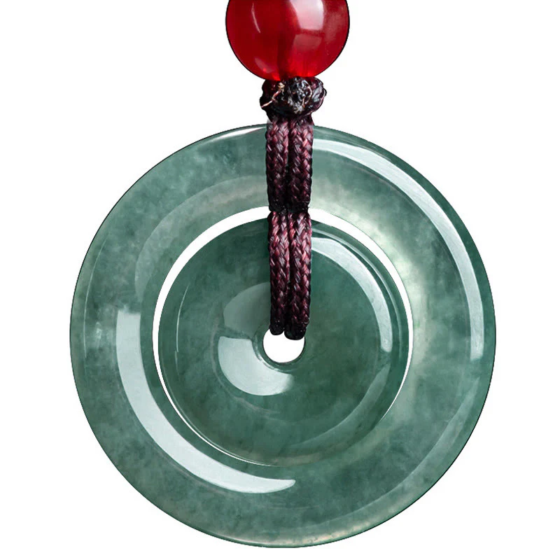 Collana con ciondolo con fibbia della pace doppia in giada verde Buddha Stones Abbondanza - Image 12