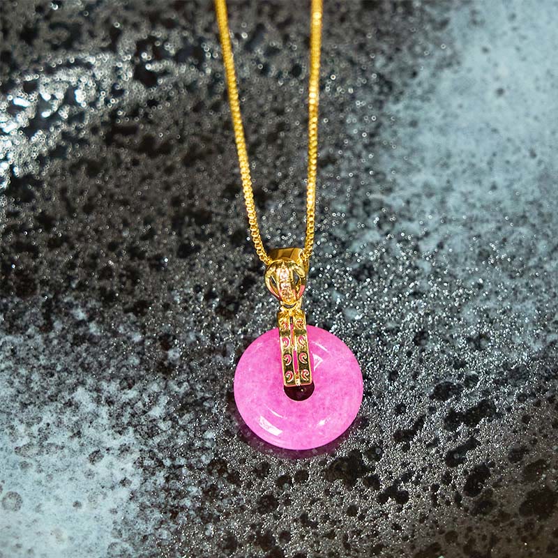 Collana con ciondolo con fibbia della pace e felicità in giada viola Buddha Stones - Image 4