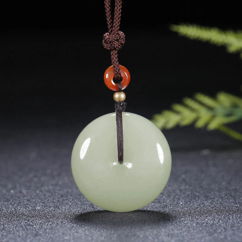 Collana con ciondolo con fibbia della pace in giada bianca Hetian con Buddha Stones rotonde e benedizione - Image 7