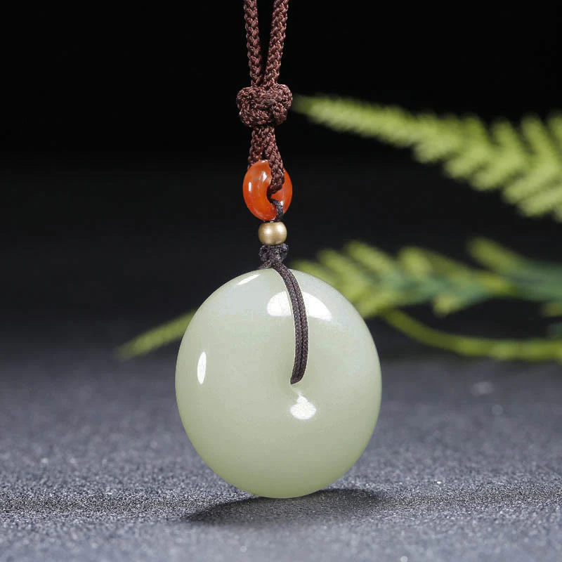 Collana con ciondolo con fibbia della pace in giada bianca Hetian con Buddha Stones rotonde e benedizione - Image 8