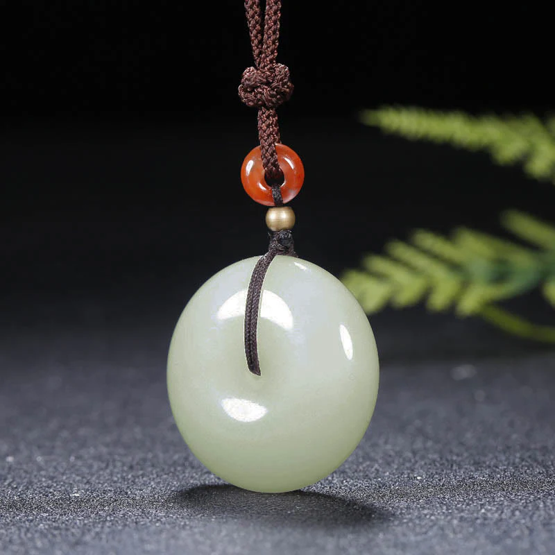Collana con ciondolo con fibbia della pace in giada bianca Hetian con Buddha Stones rotonde e benedizione - Image 9