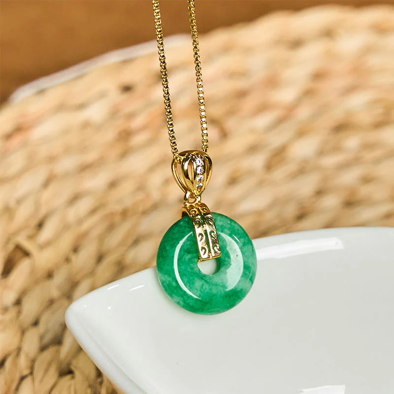 Collana con ciondolo con fibbia della pace in giada ciano Buddha Stones , guarigione e fortuna - Image 3
