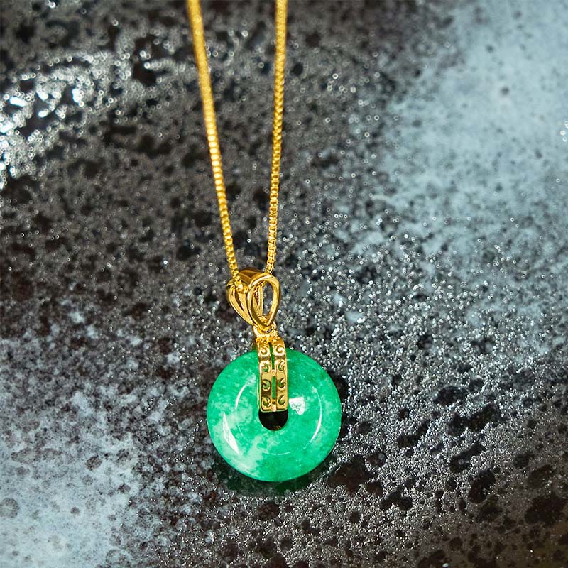 Collana con ciondolo con fibbia della pace in giada ciano Buddha Stones , guarigione e fortuna - Image 4
