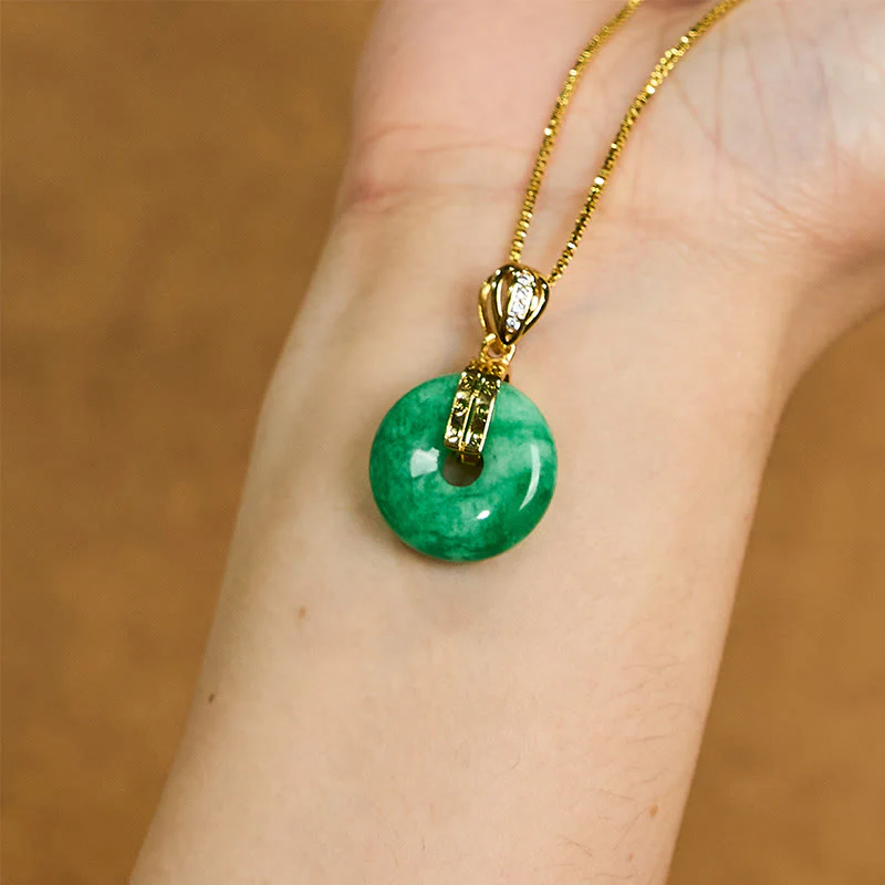 Collana con ciondolo con fibbia della pace in giada ciano Buddha Stones , guarigione e fortuna - Image 5