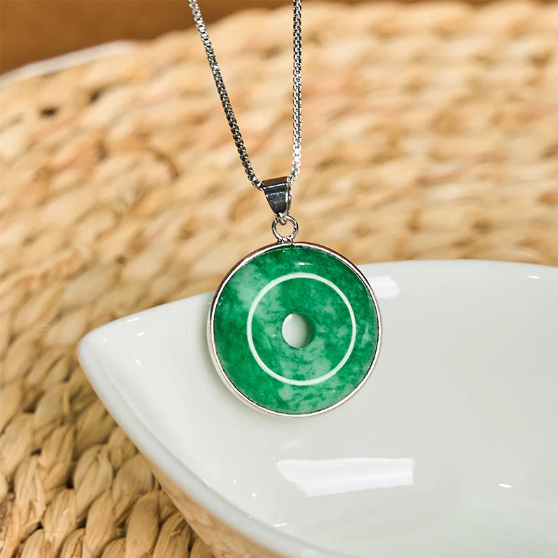 Collana con ciondolo con fibbia della pace in giada ciano naturale Buddha Stones Guarigione Fortuna - Image 11