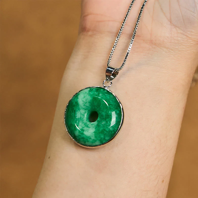Collana con ciondolo con fibbia della pace in giada ciano naturale Buddha Stones Guarigione Fortuna - Image 12