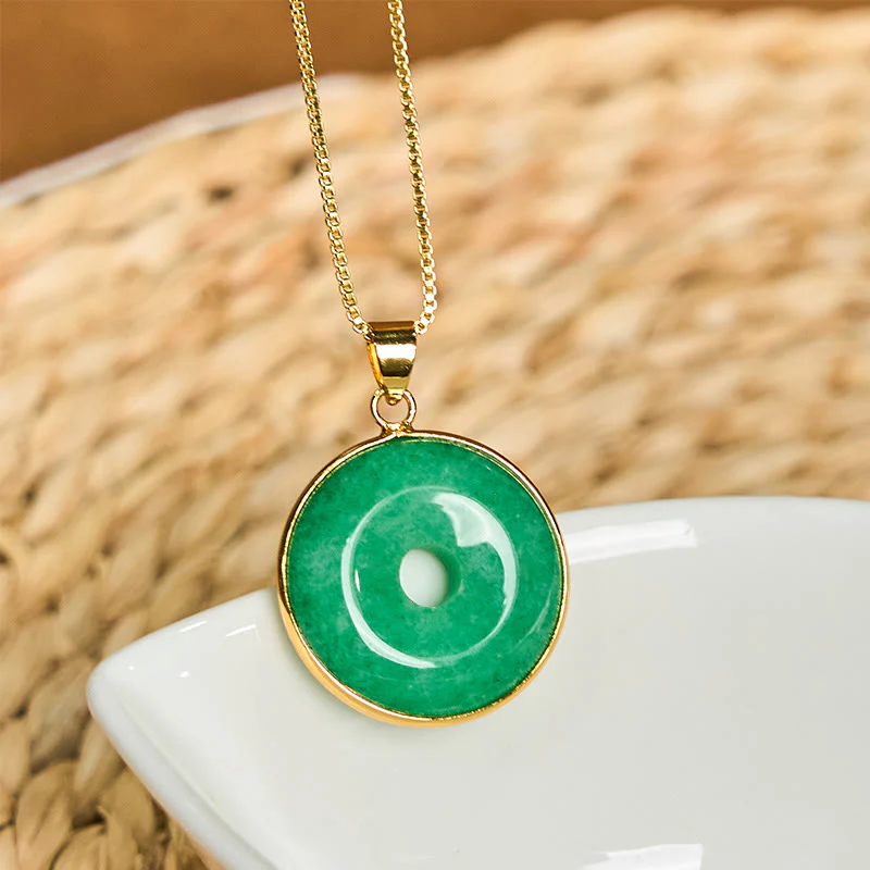 Collana con ciondolo con fibbia della pace in giada ciano naturale Buddha Stones Guarigione Fortuna - Image 4
