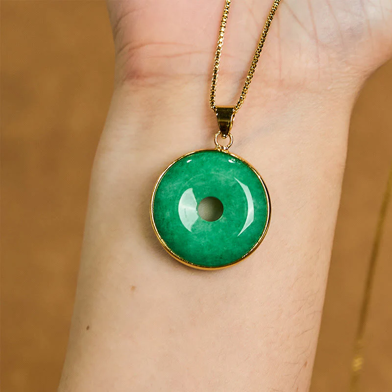 Collana con ciondolo con fibbia della pace in giada ciano naturale Buddha Stones Guarigione Fortuna - Image 5