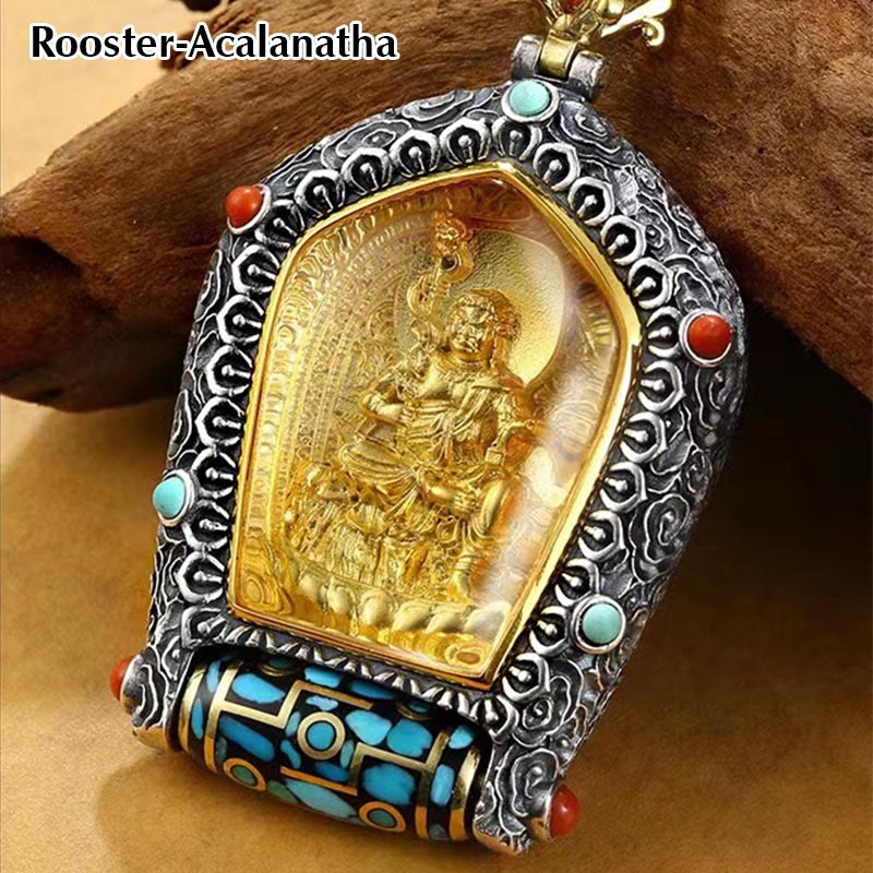 Collana con ciondolo con perline Dzi girevole Tibet Zodiaco cinese Natale Buddha Thangka Prosperità - Image 12
