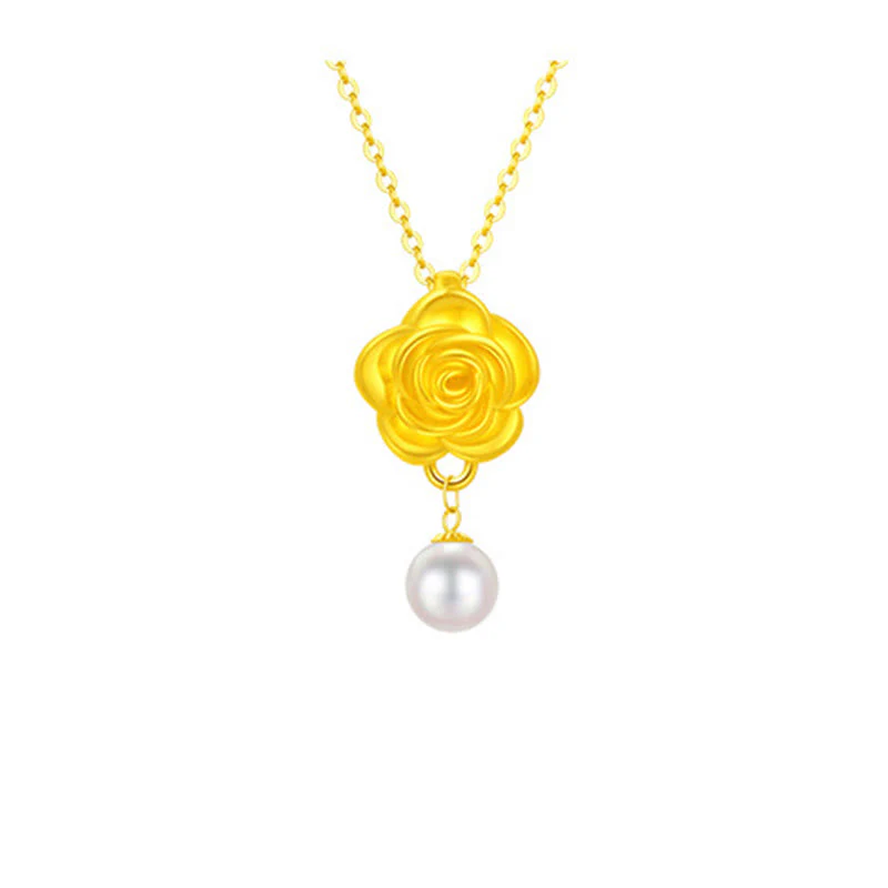Collana con ciondolo curativo in perle di camelia placcate in oro e argento sterling 999 Buddha Stones - Image 9