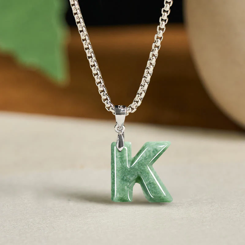 Collana con ciondolo della prosperità in acciaio al titanio con lettera AZ naturale Buddha Stones - Image 20