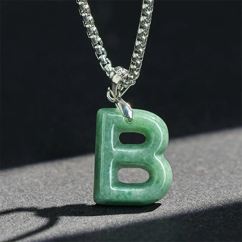 Collana con ciondolo della prosperità in acciaio al titanio con lettera AZ naturale Buddha Stones - Image 9