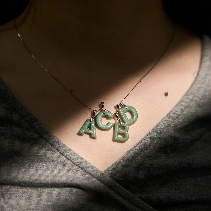 Collana con ciondolo della prosperità in argento sterling 925 con catenina in argento sterling 925, con lettere AZ Buddha Stones - Image 52