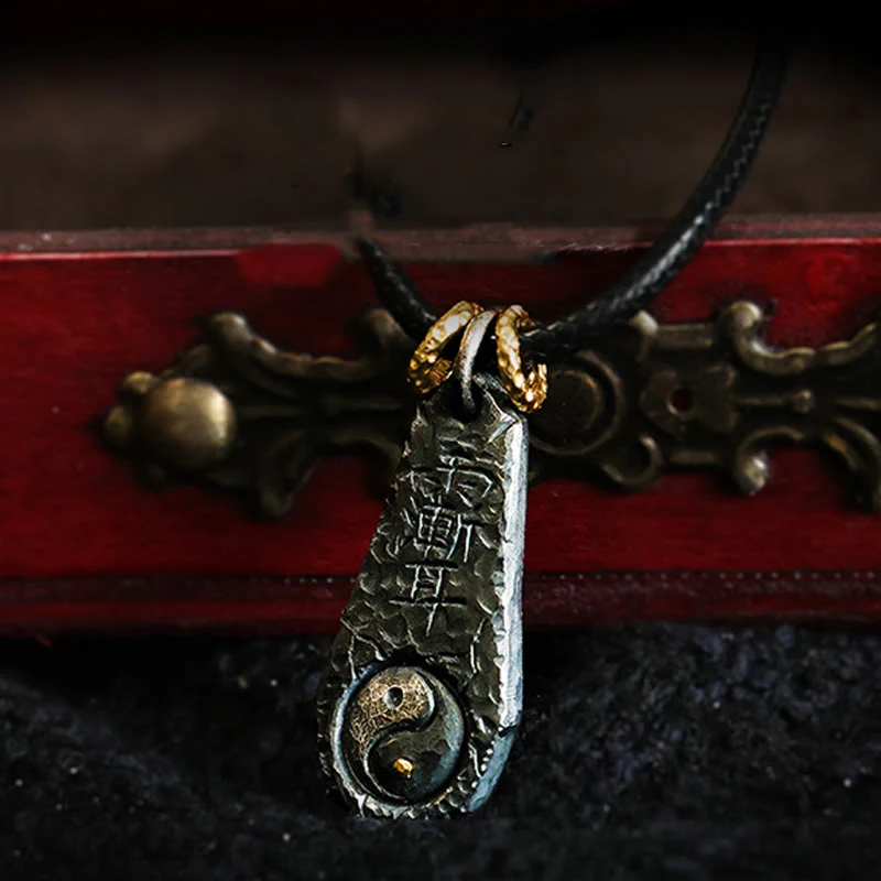 Collana con ciondolo dell'armonia con motivo Yin Yang dell'Orsa Maggiore in argento sterling 999 e oro 24k, Buddha Stones - Image 2